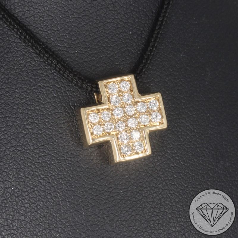 Wert 1490 € Brillant Anhänger Kreuz (ca. 0,40 carat) in 585er 14 K Gelbgold - 95948