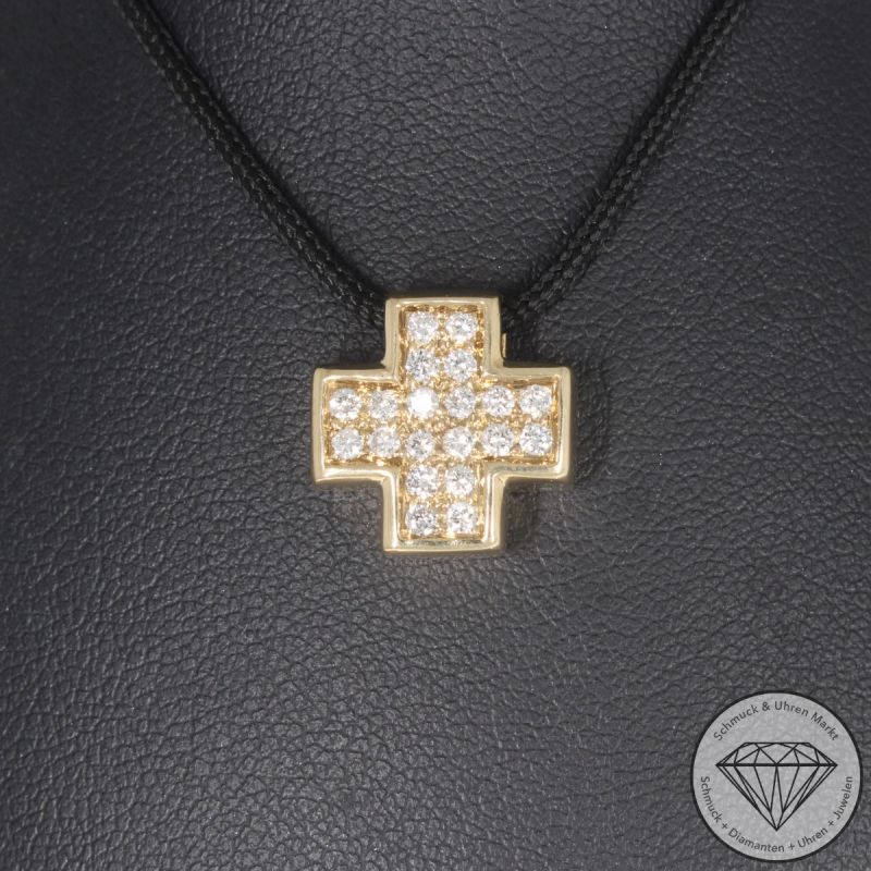 Wert 1490 € Brillant Anhänger Kreuz (ca. 0,40 carat) in 585er 14 K Gelbgold - 95948