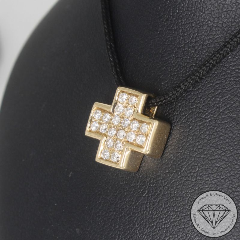 Wert 1490 € Brillant Anhänger Kreuz (ca. 0,40 carat) in 585er 14 K Gelbgold - 95948