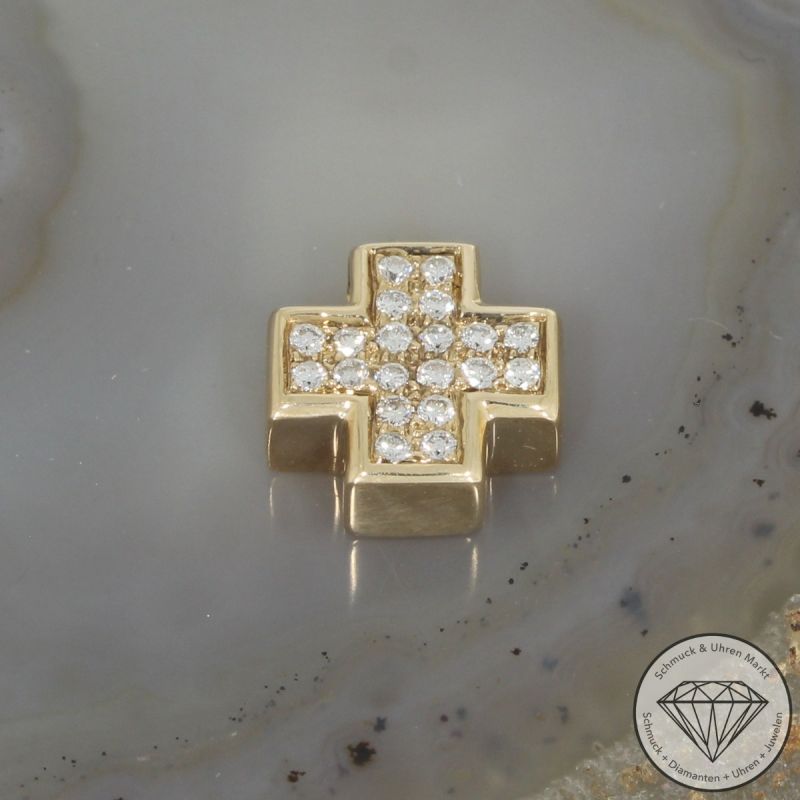Wert 1490 € Brillant Anhänger Kreuz (ca. 0,40 carat) in 585er 14 K Gelbgold - 95948