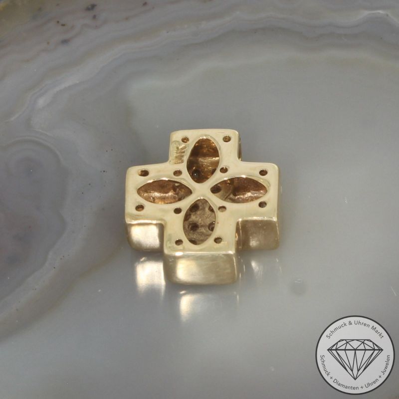Wert 1490 € Brillant Anhänger Kreuz (ca. 0,40 carat) in 585er 14 K Gelbgold - 95948