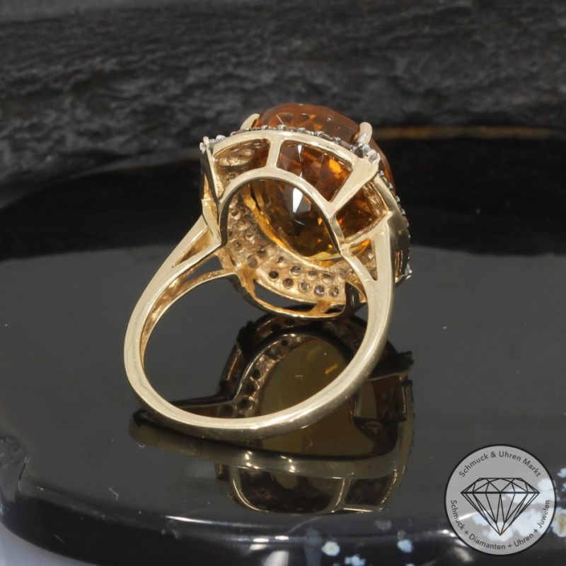 Wert 1450 € Diamant Citrin Ring in 375er 9 K Gelbgold - 96088
