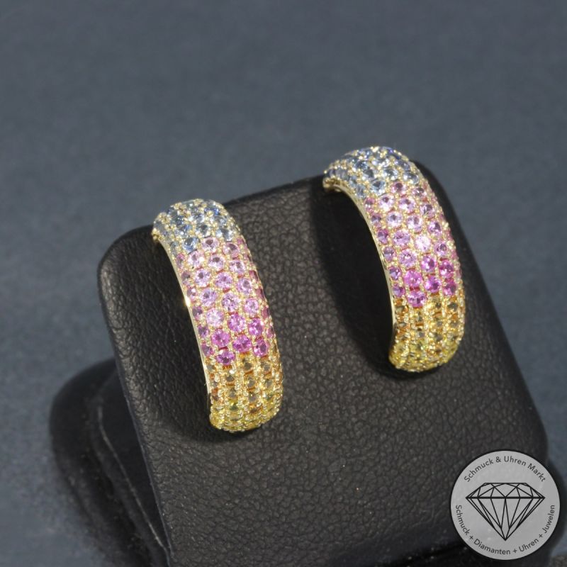 Wert 2950 € Saphir Ohrringe (2,89 carat) in 585er 14 K Gelbgold - H1586