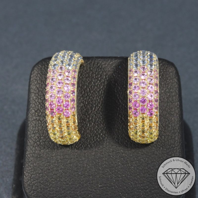 Wert 2950 € Saphir Ohrringe (2,89 carat) in 585er 14 K Gelbgold - H1586