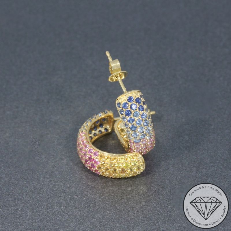 Wert 2950 € Saphir Ohrringe (2,89 carat) in 585er 14 K Gelbgold - H1586