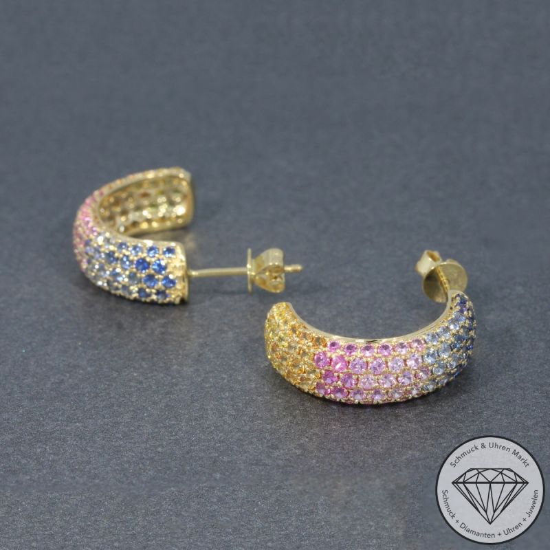 Wert 2950 € Saphir Ohrringe (2,89 carat) in 585er 14 K Gelbgold - H1586