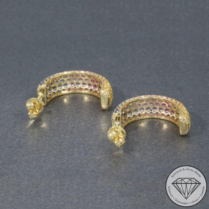 Wert 2950 € Saphir Ohrringe (2,89 carat) in 585er 14 K Gelbgold - H1586