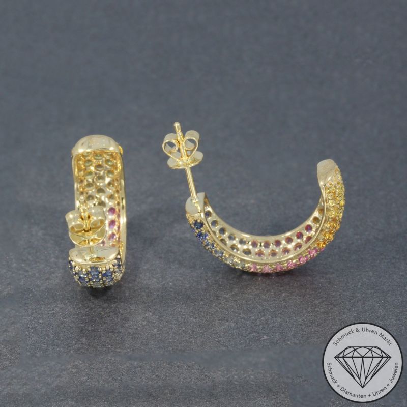 Wert 2950 € Saphir Ohrringe (2,89 carat) in 585er 14 K Gelbgold - H1586