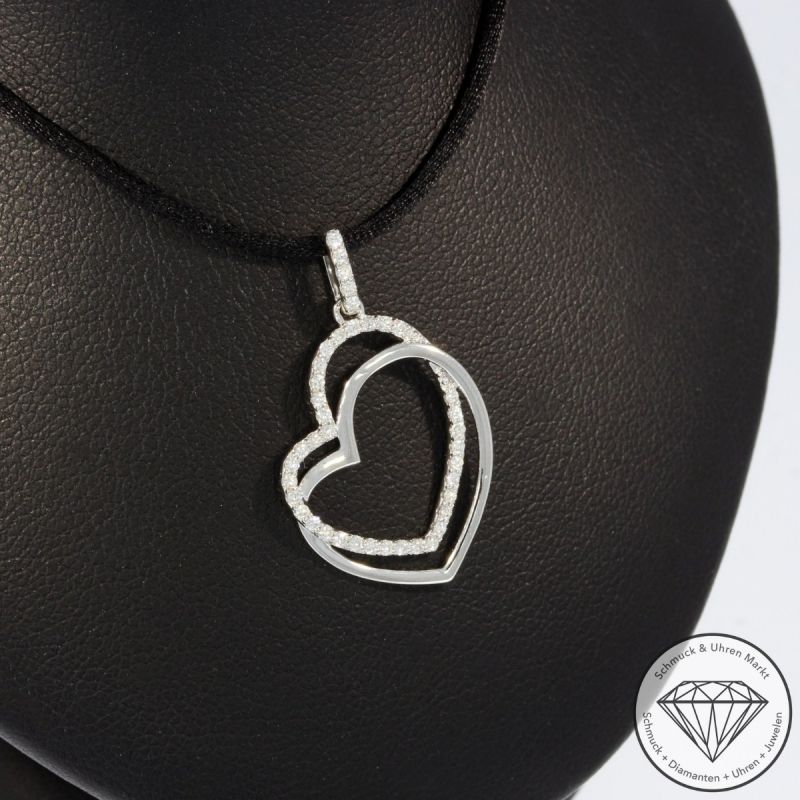 Wert 1150 € Brillant Herz Anhänger (0,19 carat) in 585er 14 K Weißgold - H1245