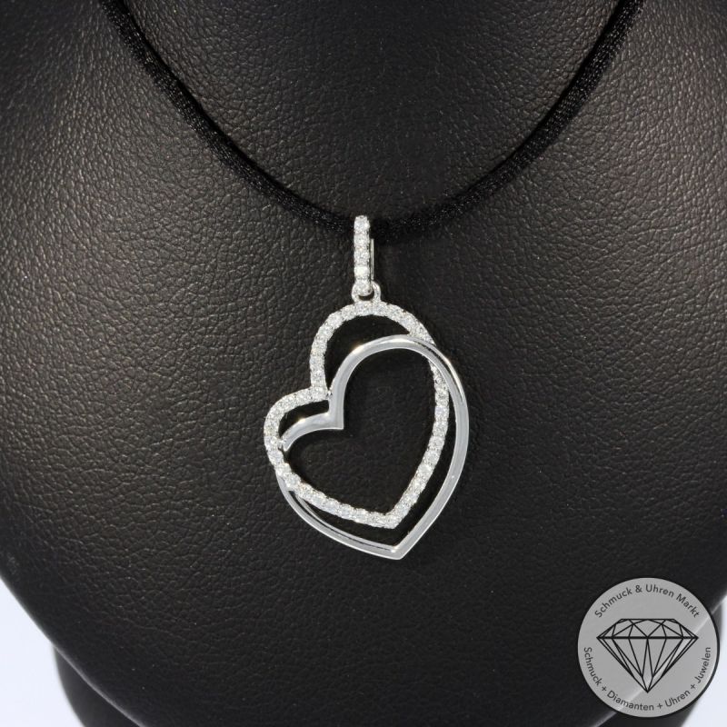 Wert 1150 € Brillant Herz Anhänger (0,19 carat) in 585er 14 K Weißgold - H1245