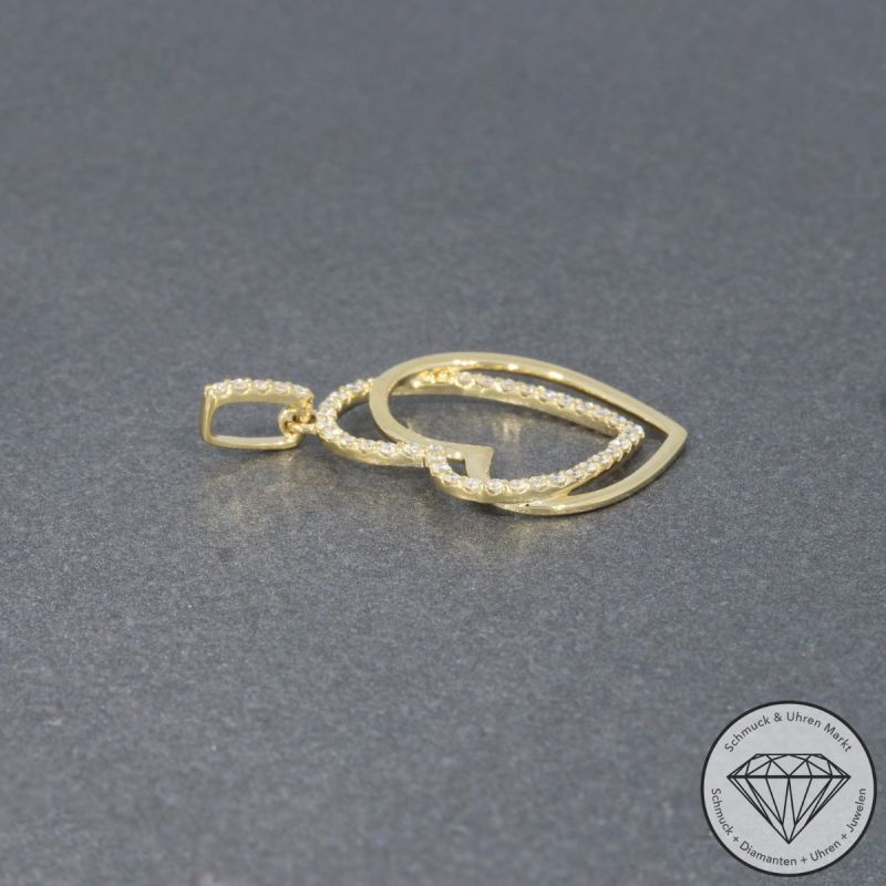 Wert 1150 € Brillant Herz Anhänger (0,19 carat) in 585er 14 K Gelbgold - H1313