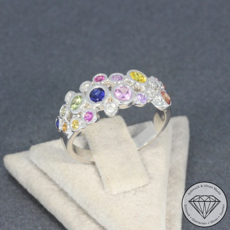 Wert 2900 € Brillant Saphir Ring in 585er 14 K Weißgold Gr.54 - H1392