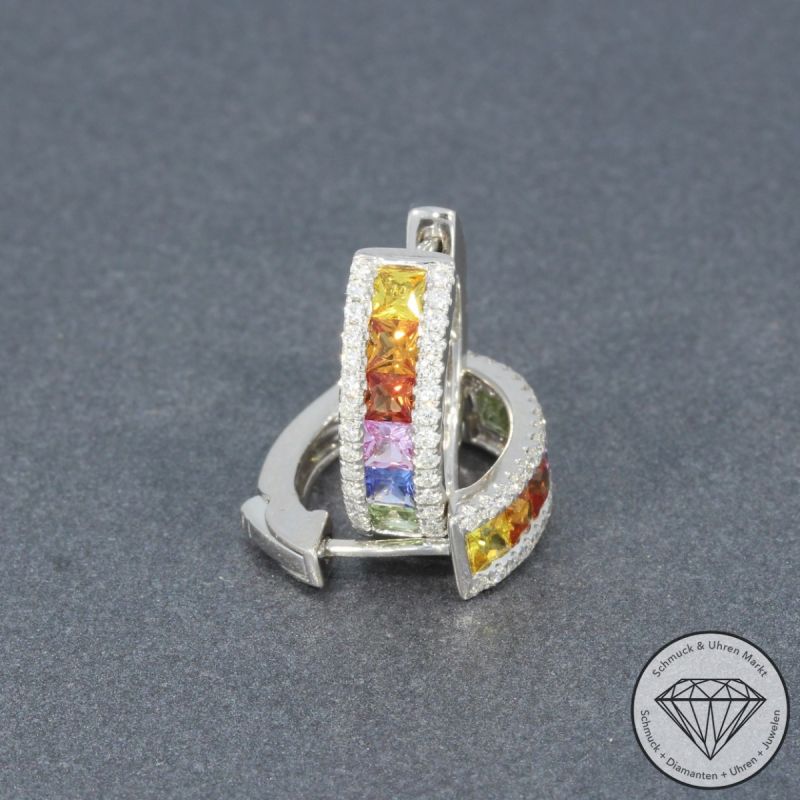 Wert 2730 € Brillant Saphir Creolen in 585er 14 K Weißgold - H1400