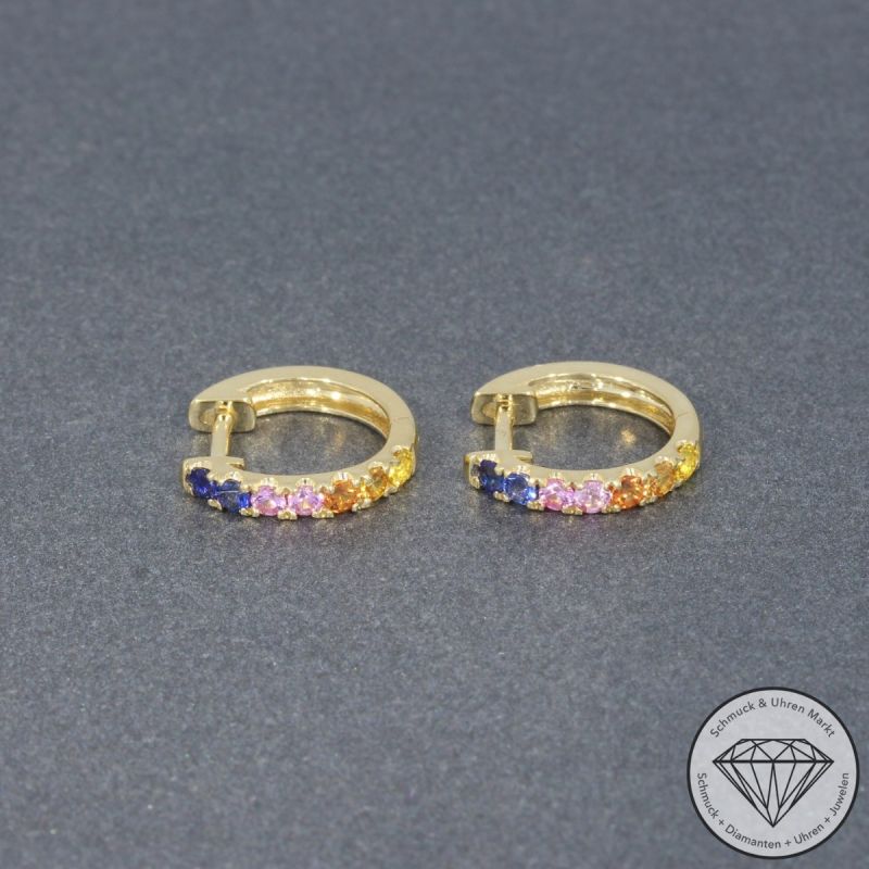 Wert 1080 € Saphir Creolen (0,59 carat) in 585er 14 K Gelbgold - H1317