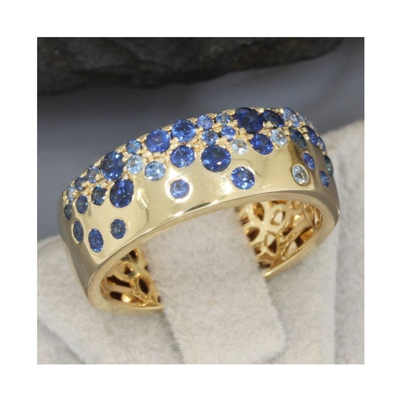 Wert 3190 € Saphir Ring (1,11 carat) in 585er 14 K Gelbgold Gr.58 - H749