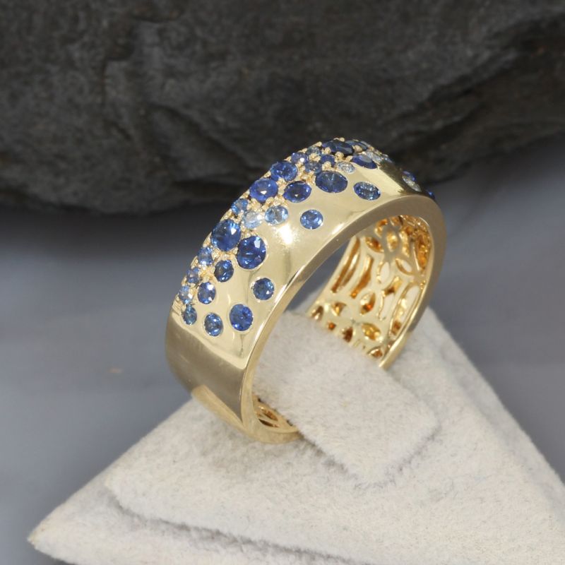 Wert 3190 € Saphir Ring (1,11 carat) in 585er 14 K Gelbgold Gr.58 - H749