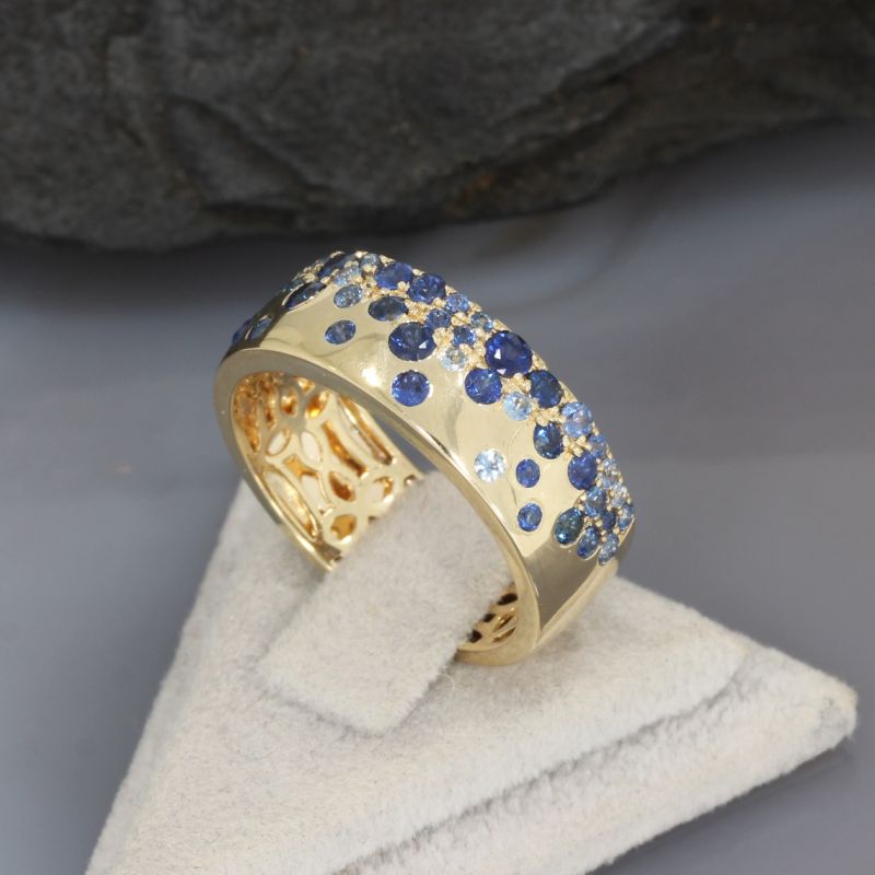 Wert 3190 € Saphir Ring (1,11 carat) in 585er 14 K Gelbgold Gr.58 - H749