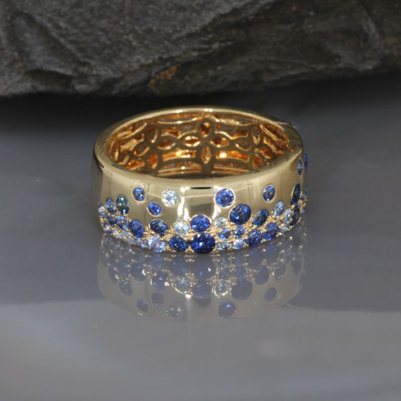 Wert 3190 € Saphir Ring (1,11 carat) in 585er 14 K Gelbgold Gr.58 - H749