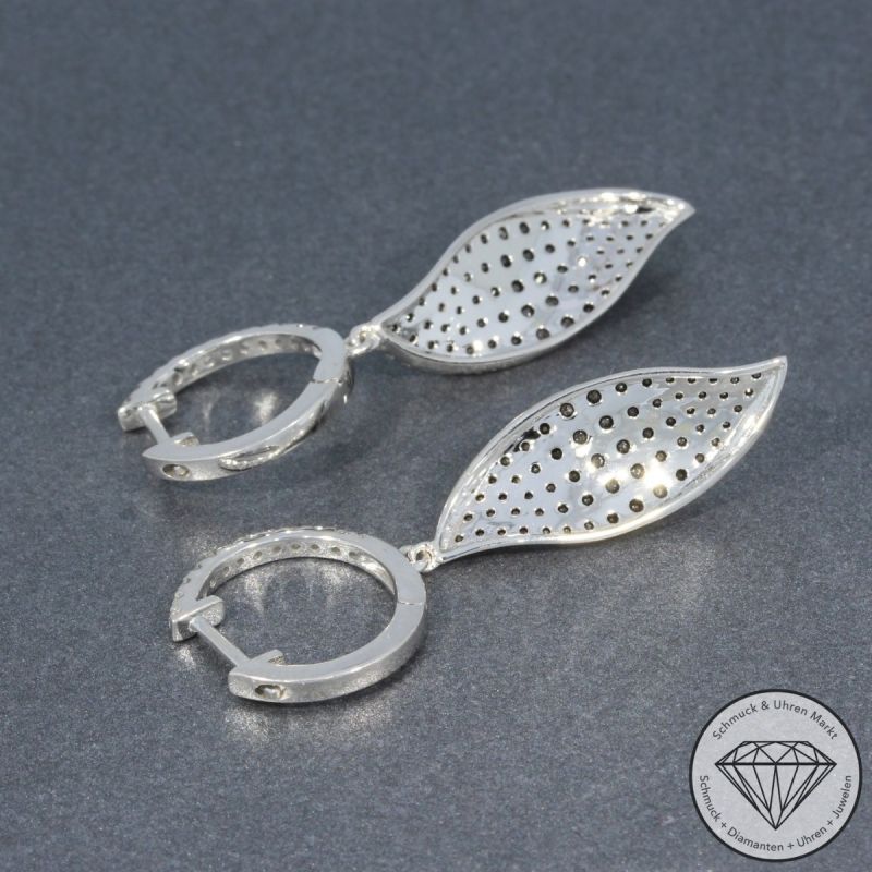 Wert 3950 € Brillant Diamant Ohrringe in 585er 14 K Weißgold - H1199