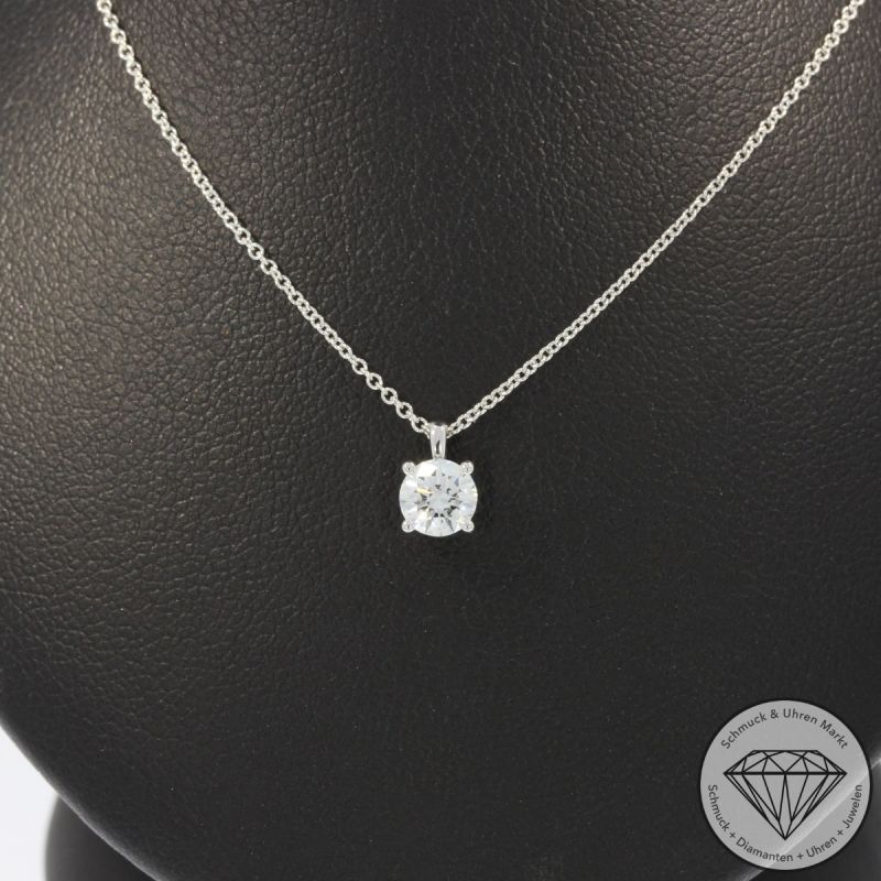 Wert 3190 € Solitär Brillant Anhänger mit Kette (0,40 carat) in 585er 14 K Weißgold - H1091