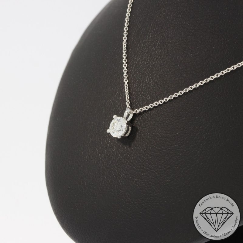 Wert 3190 € Solitär Brillant Anhänger mit Kette (0,40 carat) in 585er 14 K Weißgold - H1091