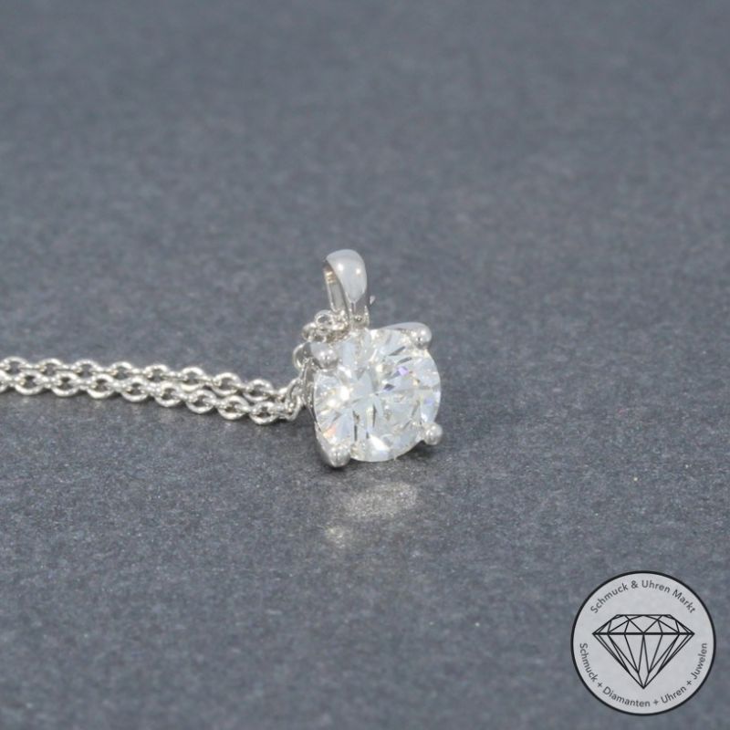 Wert 3190 € Solitär Brillant Anhänger mit Kette (0,40 carat) in 585er 14 K Weißgold - H1091