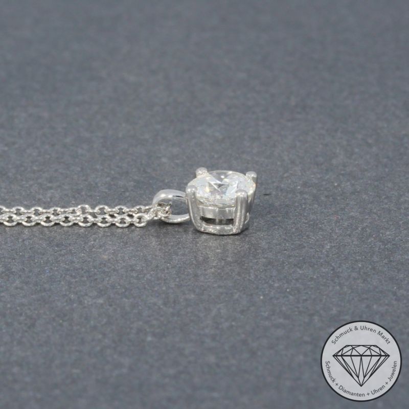 Wert 3190 € Solitär Brillant Anhänger mit Kette (0,40 carat) in 585er 14 K Weißgold - H1091