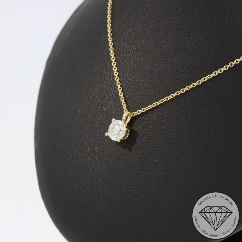 Wert 3190 € Solitär Brillant Anhänger mit Kette (0,40 carat) in 585er 14 K Gelbgold - H1092