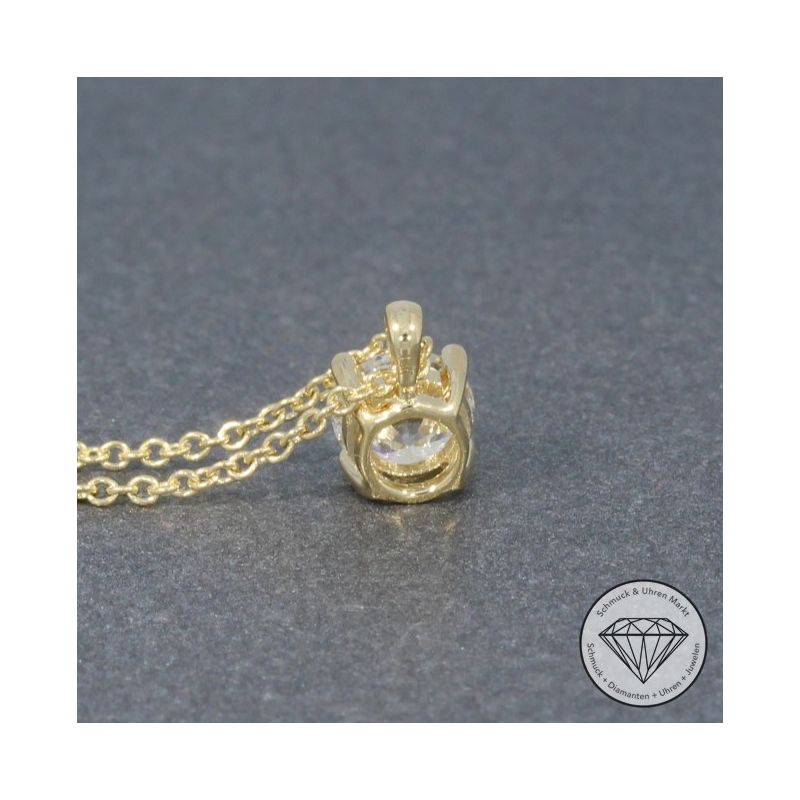 Wert 3190 € Solitär Brillant Anhänger mit Kette (0,40 carat) in 585er 14 K Gelbgold - H1092