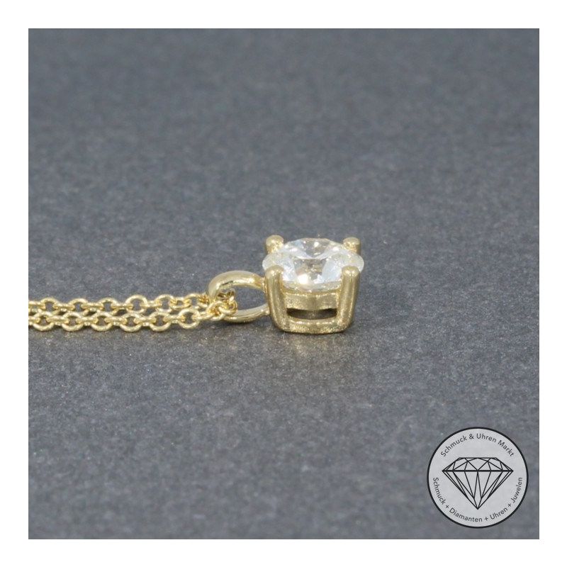 Wert 3190 € Solitär Brillant Anhänger mit Kette (0,40 carat) in 585er 14 K Gelbgold - H1092