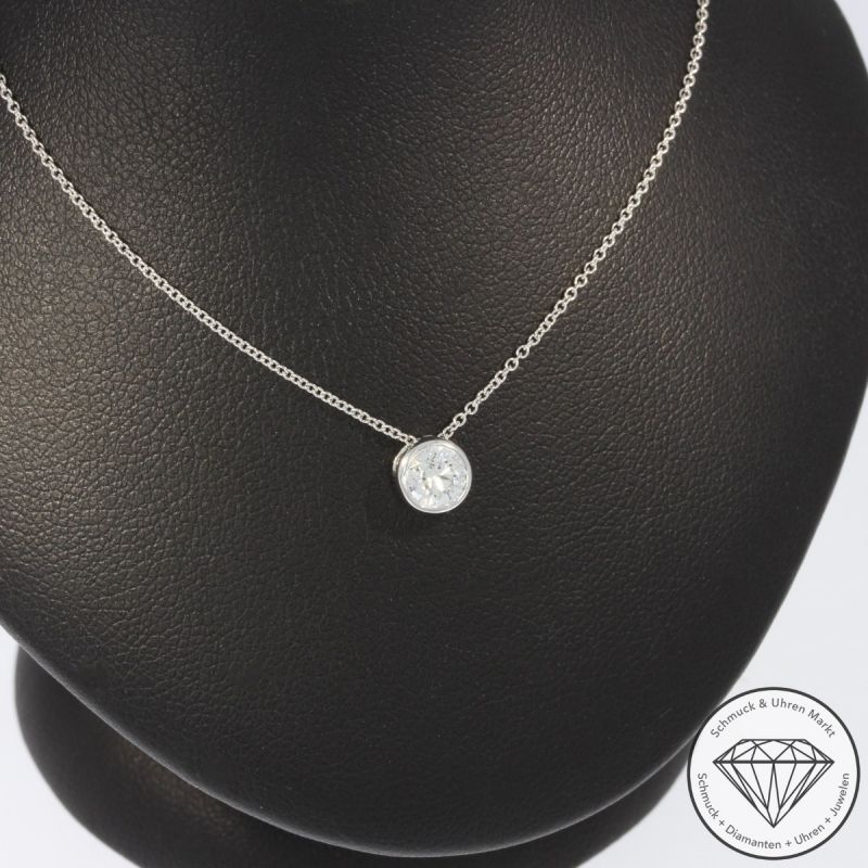 Wert 2750 € Solitär Brillant Anhänger mit Kette (0,40 carat) in 585er 14 K Weißgold - H1071