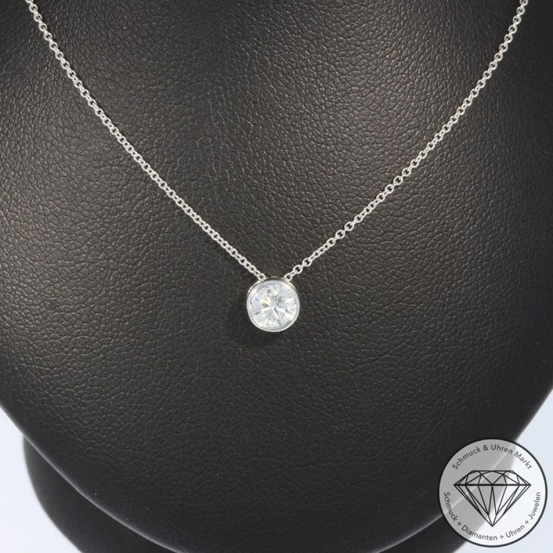 Wert 2750 € Solitär Brillant Anhänger mit Kette (0,40 carat) in 585er 14 K Weißgold - H1071
