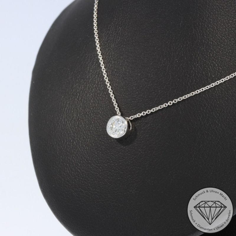 Wert 2750 € Solitär Brillant Anhänger mit Kette (0,40 carat) in 585er 14 K Weißgold - H1071