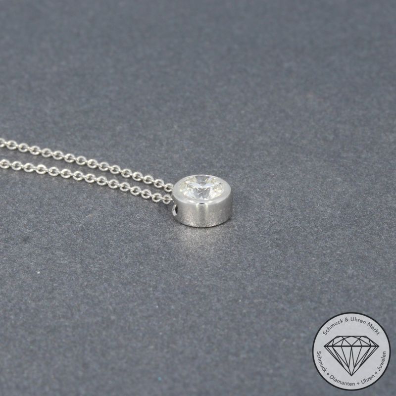 Wert 2750 € Solitär Brillant Anhänger mit Kette (0,40 carat) in 585er 14 K Weißgold - H1071