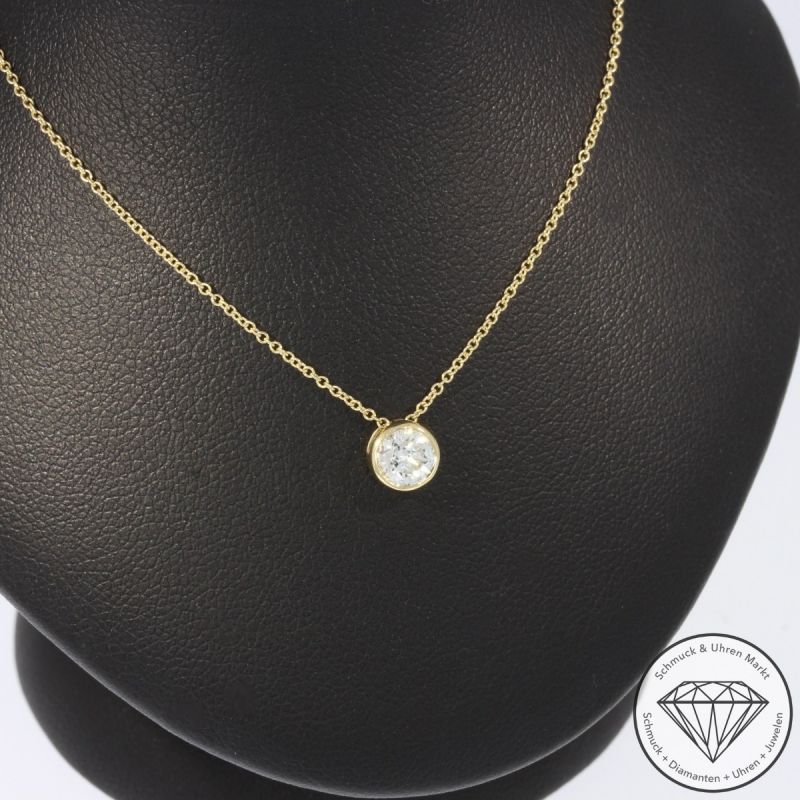 Wert 2750 € Solitär Brillant Anhänger mit Kette (0,40 carat) in 585er 14 K Gelbgold - H1055