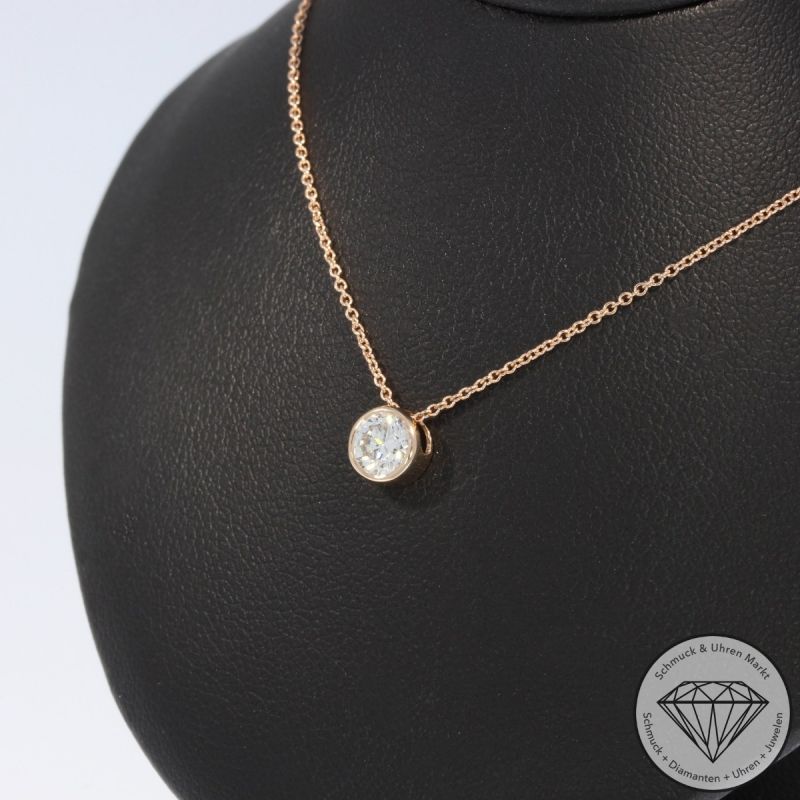Wert 2750 € Solitär Brillant Anhänger mit Kette (0,40 carat) in 585er 14 K Roségold - H1079