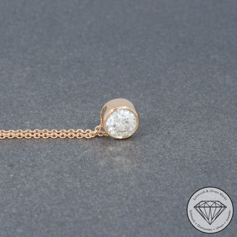 Wert 2750 € Solitär Brillant Anhänger mit Kette (0,40 carat) in 585er 14 K Roségold - H1079