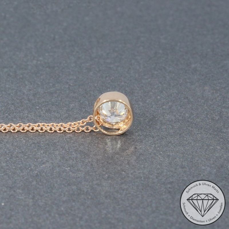 Wert 2750 € Solitär Brillant Anhänger mit Kette (0,40 carat) in 585er 14 K Roségold - H1079