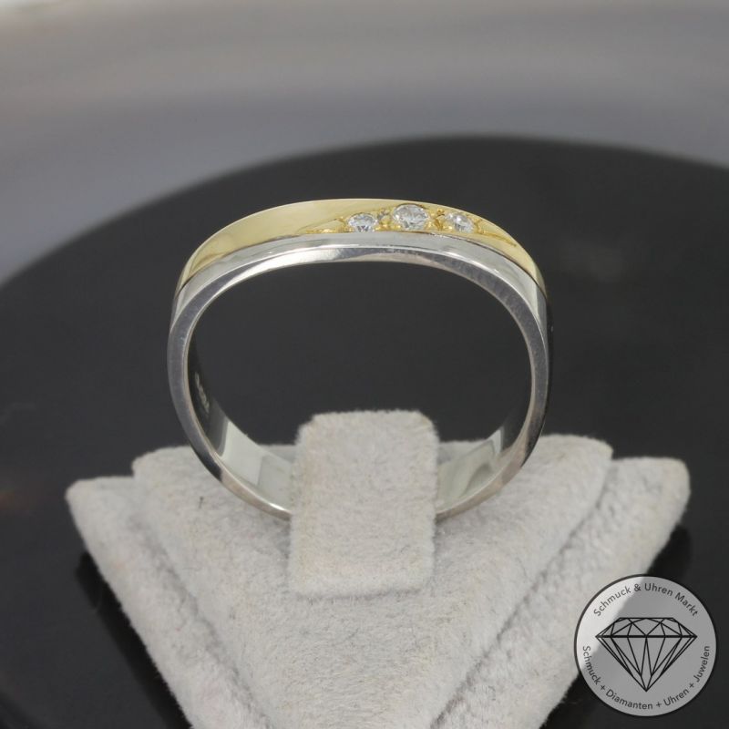 Wert 1350 € Bicolor Brillant Ring (ca. 0,10 carat) in 750er 18 K Gold - 96256