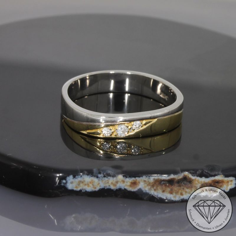 Wert 1350 € Bicolor Brillant Ring (ca. 0,10 carat) in 750er 18 K Gold - 96256