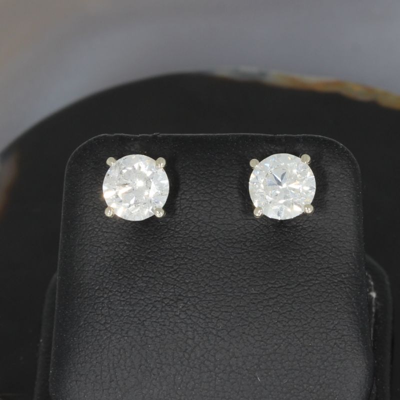Wert 25300 € Solitär Brillant Ohrringe (3,10 carat) in 585er 14 K Weißgold - H1864