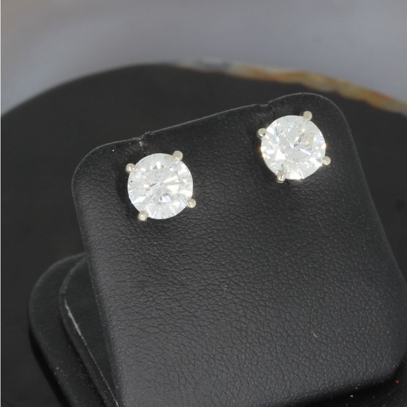 Wert 25300 € Solitär Brillant Ohrringe (3,10 carat) in 585er 14 K Weißgold - H1864
