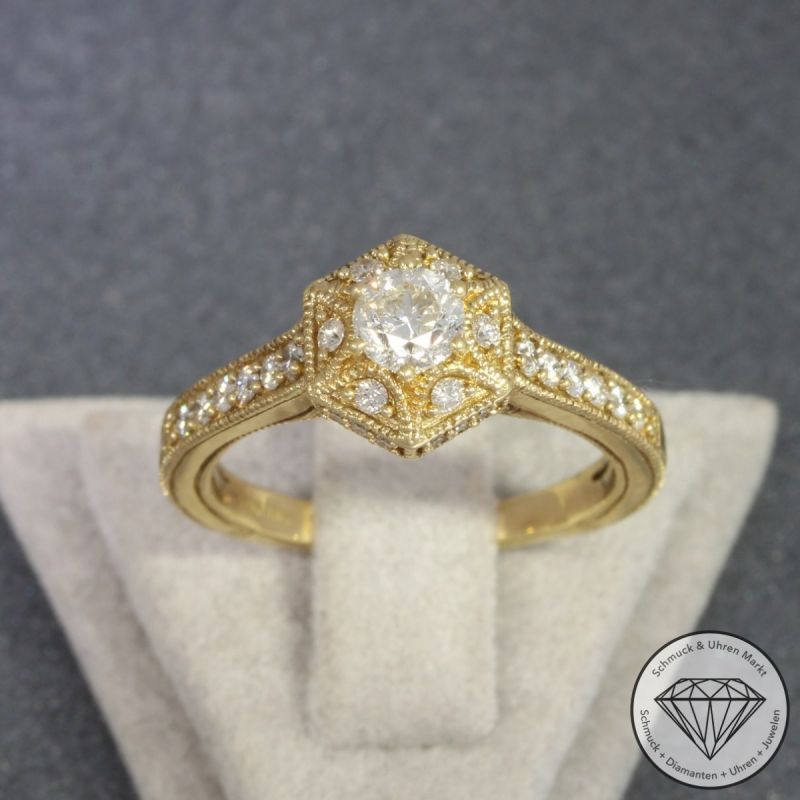 Wert 3890 € Brillant Ring (0,75 carat) in 585er 14 K Gelbgold - H96