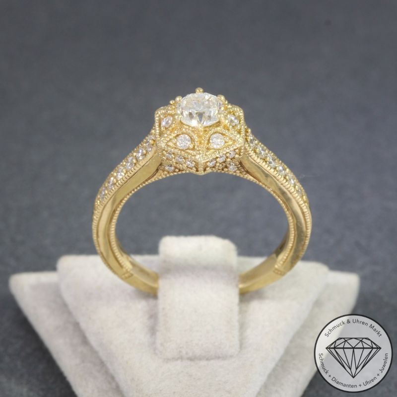 Wert 3890 € Brillant Ring (0,75 carat) in 585er 14 K Gelbgold - H96