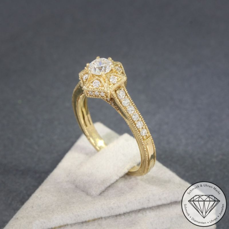 Wert 3890 € Brillant Ring (0,75 carat) in 585er 14 K Gelbgold - H96