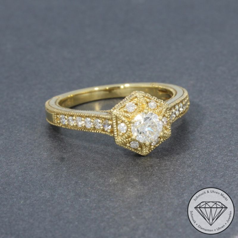 Wert 3890 € Brillant Ring (0,75 carat) in 585er 14 K Gelbgold - H96
