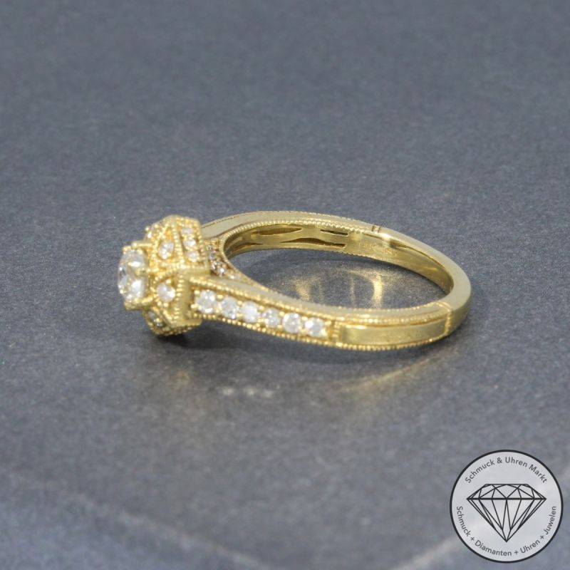 Wert 3890 € Brillant Ring (0,75 carat) in 585er 14 K Gelbgold - H96
