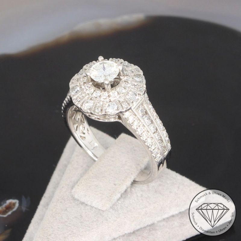 Wert 6290 € Brillant Ring (1,35 carat) in 585er 14 K Weißgold - H1249