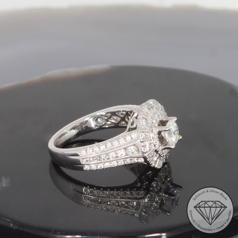 Wert 6290 € Brillant Ring (1,35 carat) in 585er 14 K Weißgold - H1249