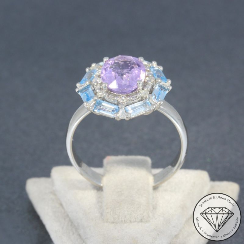 Wert 1790 € Brillant Diamant Amethyst Topas Ring in 750er 18 K Weißgold - 96326